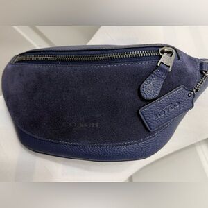 NWT - Coach Warren Mini Belt Bag/Fanny Pack -  
Suede & Leather - True Navy